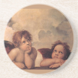Engelglaube Raphael Vintages altes Gemälde Segen Sandstein Untersetzer