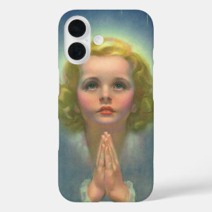 Engelhaftes blondes Mädchen mit Heiligenschein und iPhone 16 Hülle