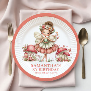 Engelhaftes Feen 4. Geburtstag Pastell Rosa Blumen Pappteller