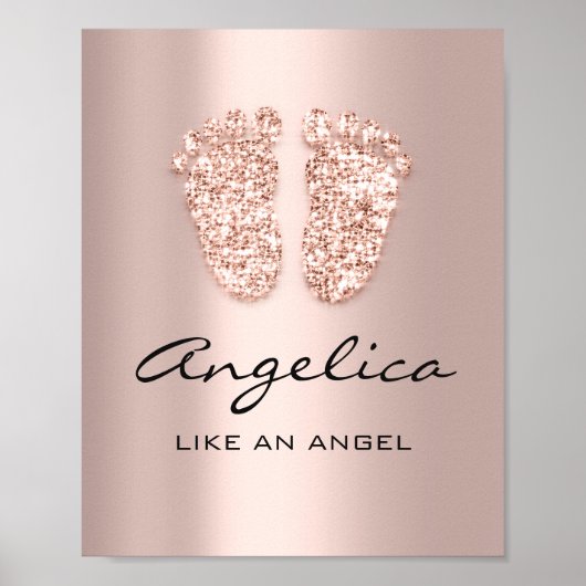 Engelica Name Bedeutung New Baby Feet Rose Geschen Poster (Vorne)