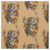 Engeliger Tiger in Flammenzungen Stoff (Muster)
