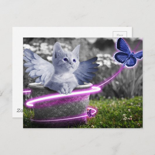 Engelkatze Postkarte (Vorne/Hinten)