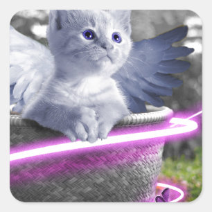 Engelkatze Quadratischer Aufkleber