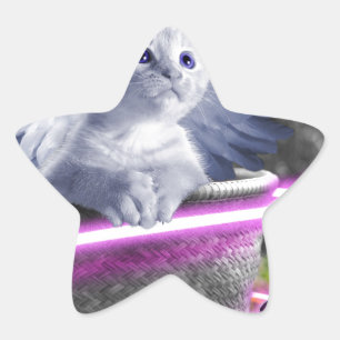 Engelkatze Stern-Aufkleber