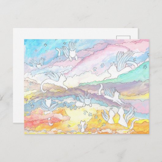 Engelkatzen im Himmel, Beileid, Heimtierverlust Postkarte (Vorne/Hinten)