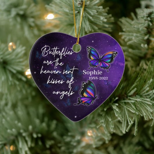 Engelküsse durch Schmetterlinge - Personalisiertes Keramik Ornament (Baum)