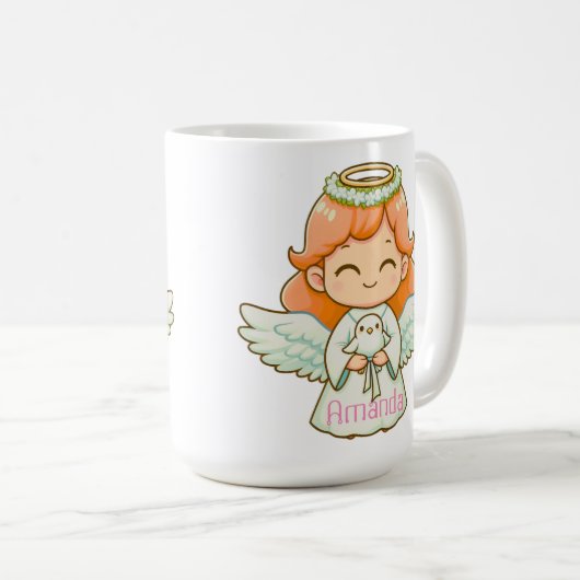 Engelmädchen und Vögel Kaffeetasse (VorderseiteRechts)
