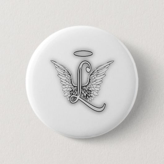 Engels-Alphabet L Anfangsbuchstabe Wings Halo Button (Vorderseite)