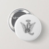 Engels-Alphabet L Anfangsbuchstabe Wings Halo Button (Vorne & Hinten)