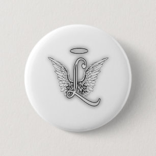 Engels-Alphabet L Anfangsbuchstabe Wings Halo Button
