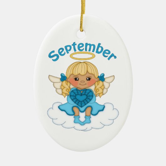 Engels-Blondine Septembers Birthstone Keramik Ornament (Vorne)