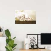 Engels-Duo: lächelnder Bichon & Bao Bao Cloud Poster (Heimbüro)