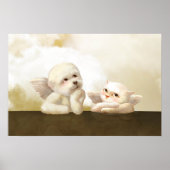 Engels-Duo: lächelnder Bichon & Bao Bao Cloud Poster (Vorne)
