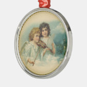 Engels-Duo-Weihnachtsverzierung Silbernes Ornament (Links)