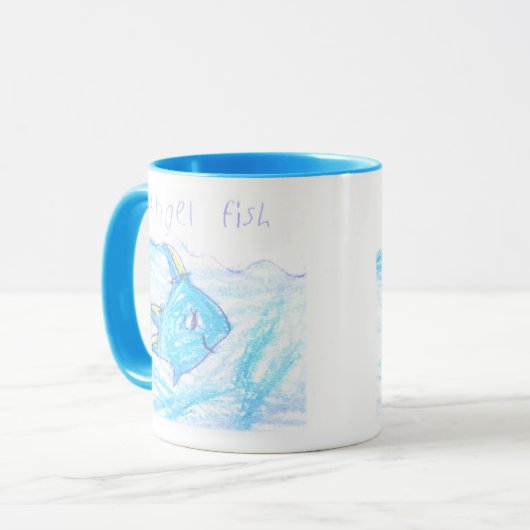 Engels-Fisch-Tasse - Kinderkunst-Tasse Tasse (Vorderseite Links)