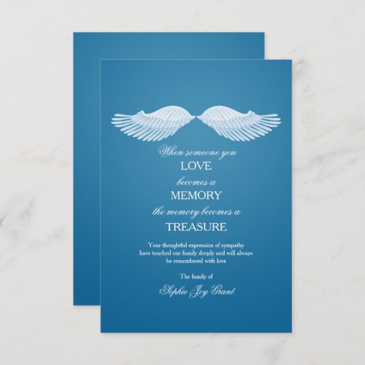 Engels-Flügel-Beileid danken Ihnen Karten (Vorne/Hinten)