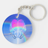 Engels-Flügel eingewickelt um ein Regenbogen-Herz Schlüsselanhänger (Rückseite)