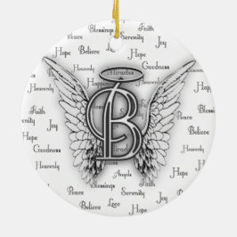 Engels-Flügel mit Positiv fasst Monogramm B ab Keramik Ornament