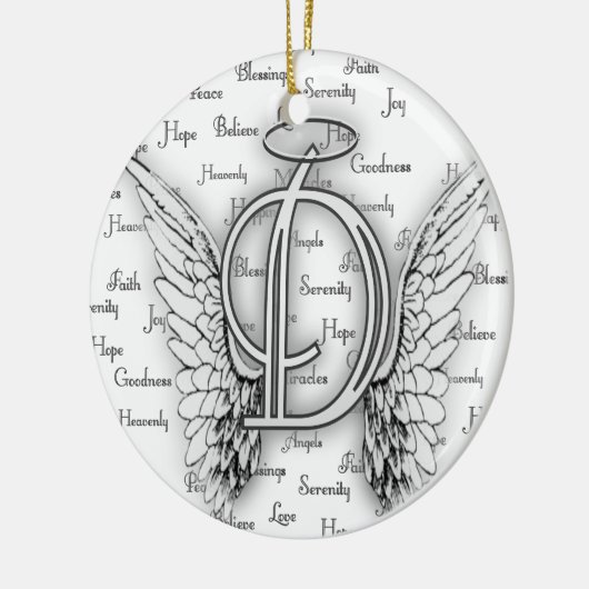 Engels-Flügel mit Positiv fasst Monogramm D ab Keramik Ornament (Links)