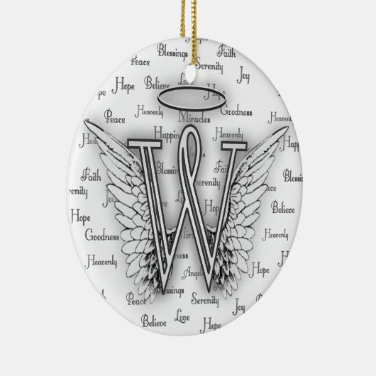 Engels-Flügel mit Positiv fasst Monogramm W ab Keramik Ornament (Rechts)