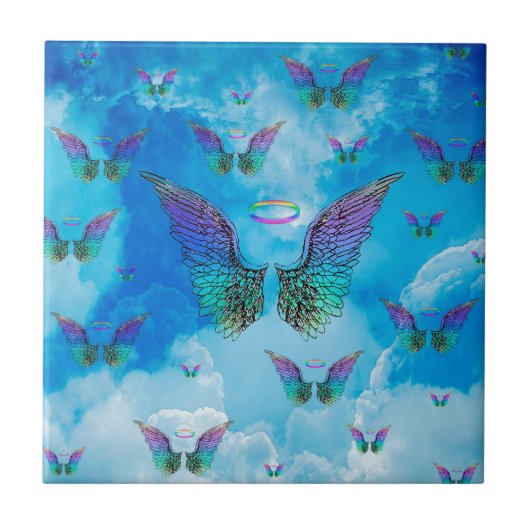 Engels-Flügel und Wolken Fliese (Vorderseite)