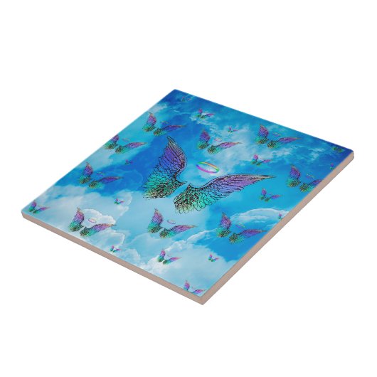 Engels-Flügel und Wolken Fliese (Seite)