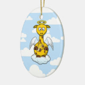 Engels-Giraffe in den Wolken Keramik Ornament (Links)