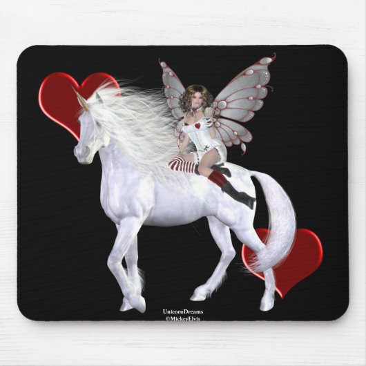 Engels-Herz-Einhorn-weiße Schönheit 3 Mousepad (Vorne)