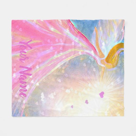 Engels-Herz-glühende Strahlen-Gewohnheit Fleecedecke (Vorderseite (Horizontal))