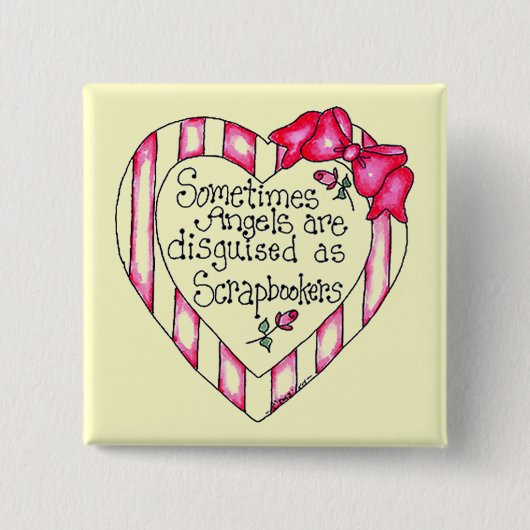 Engels-Herz Scrapbooker T-Shirts und Geschenke Button (Vorderseite)