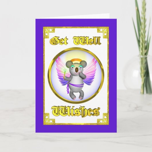 Engels-Koala erhalten wohle Wunsch-Karte Karte (Vorderseite)