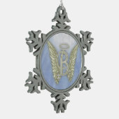 Engels-Monogramm des Buchstabe-B Schneeflocken Zinn-Ornament (Links)