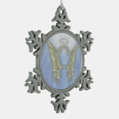 Engels-Monogramm des Buchstabe-C Schneeflocken Zinn-Ornament (Links)