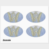 Engels-Monogramm des Buchstabe-R Ovaler Aufkleber (Blatt)