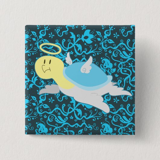 Engels-Schildkröte-Blumenmuster Button (Vorderseite)