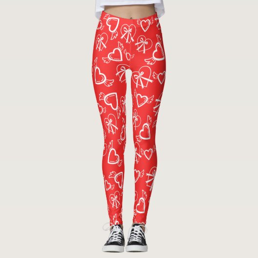 Engels Valentinstag-Herzen-Muster Leggings (Vorderseite)