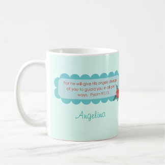 Engels-Zitat-Psalm-91:11 Monogramm-Tee Kaffeetasse