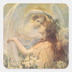 Engelsbotschaft von George Swinstead, Vintage-Kuns Quadratischer Aufkleber