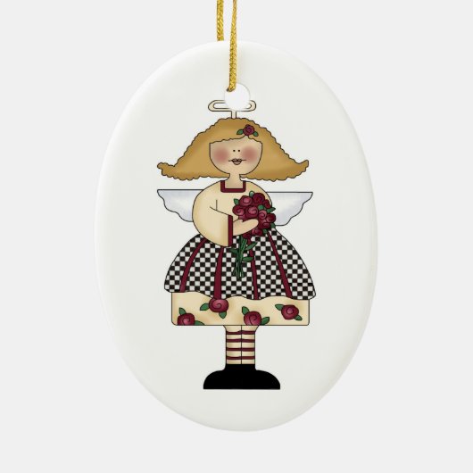 Engelschmuck der Rose Keramikornament (Hinten)