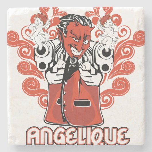 Engelschwarz Steinuntersetzer (Vorderseite)