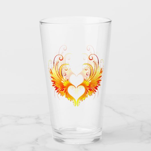 Engelsfeuerherz mit Flügeln Glas (Vorderseite)