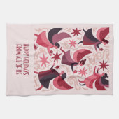 Engelsfiguren Mid-Century Modern Kitschmas Geschirrtuch (Horizontal)
