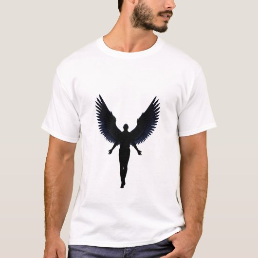 Engelsflügel Silhouette T-Shirt – Dunkler Minimali (Vorderseite)