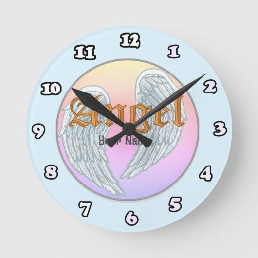 Engelsflügel-Uhr Runde Wanduhr (Vorderseite)