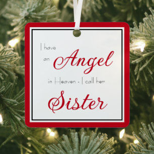 Engelsgedenkbild für Schwester in Himmel Weihnacht Ornament Aus Metall