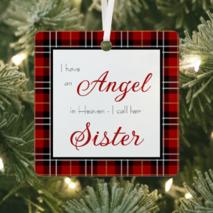 Engelsgedenkbild für Schwester in Himmel Weihnacht Ornament Aus Metall