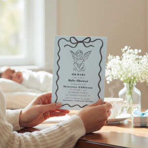 Engelsgleiches Baby-Blau-Gestreiftes-Baby-Shower-E Einladung