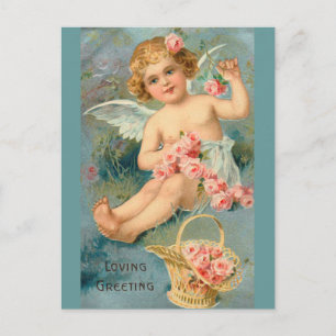 Engelsgrüße Süße Vintage Blumig Postkarte