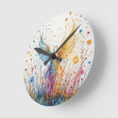 Engelsilhoutette Runde Wanduhr (Winkel)