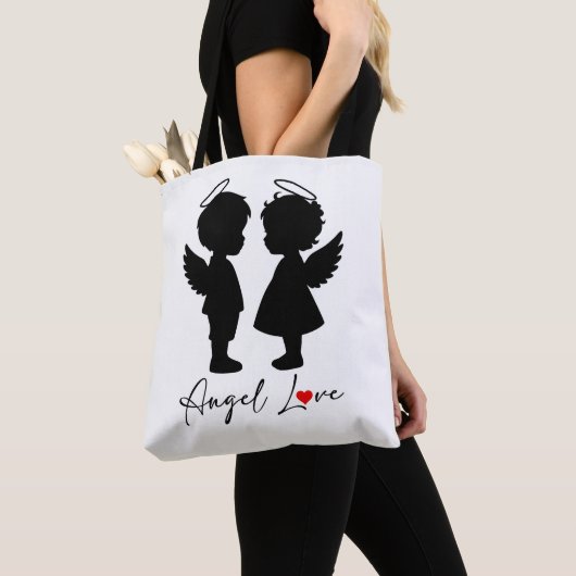 Engelsliebe – Süßes Engel-Paar-Design Tasche (Von Nahem)